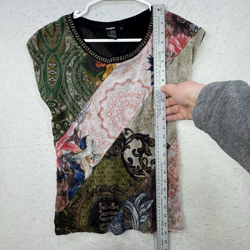 Desigual Womens Artsy Mixed Print Floral Art To Wear XS Garden Fairy Top Lined - Picture 4 of 12